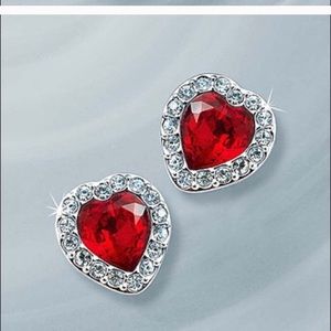 Swarovski Ruby heart earrings